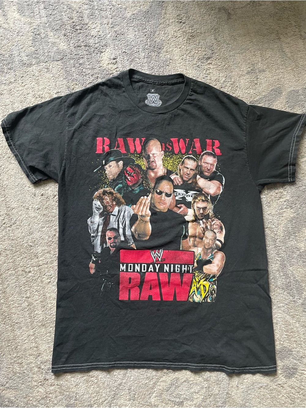 WWE WWF Shirt Mens M Black Monday Night Raw Wrestling Retro 90s Wrestling